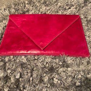 Hot pink genuine leather clutch